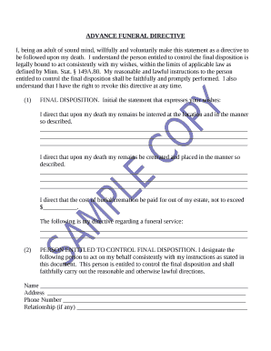 Funeral Directive Form