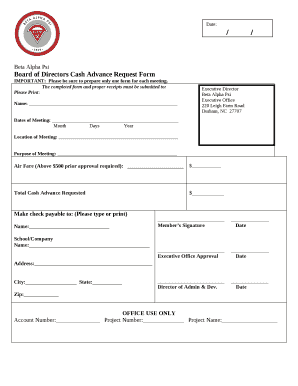 Cash Advance Request Form Word