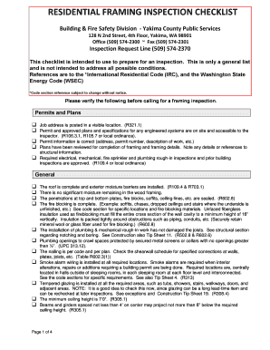 Framing Inspection Checklist  Form