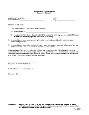 Affidavit of Estrangement  Form