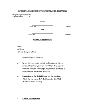 Affidavit Template Singapore  Form