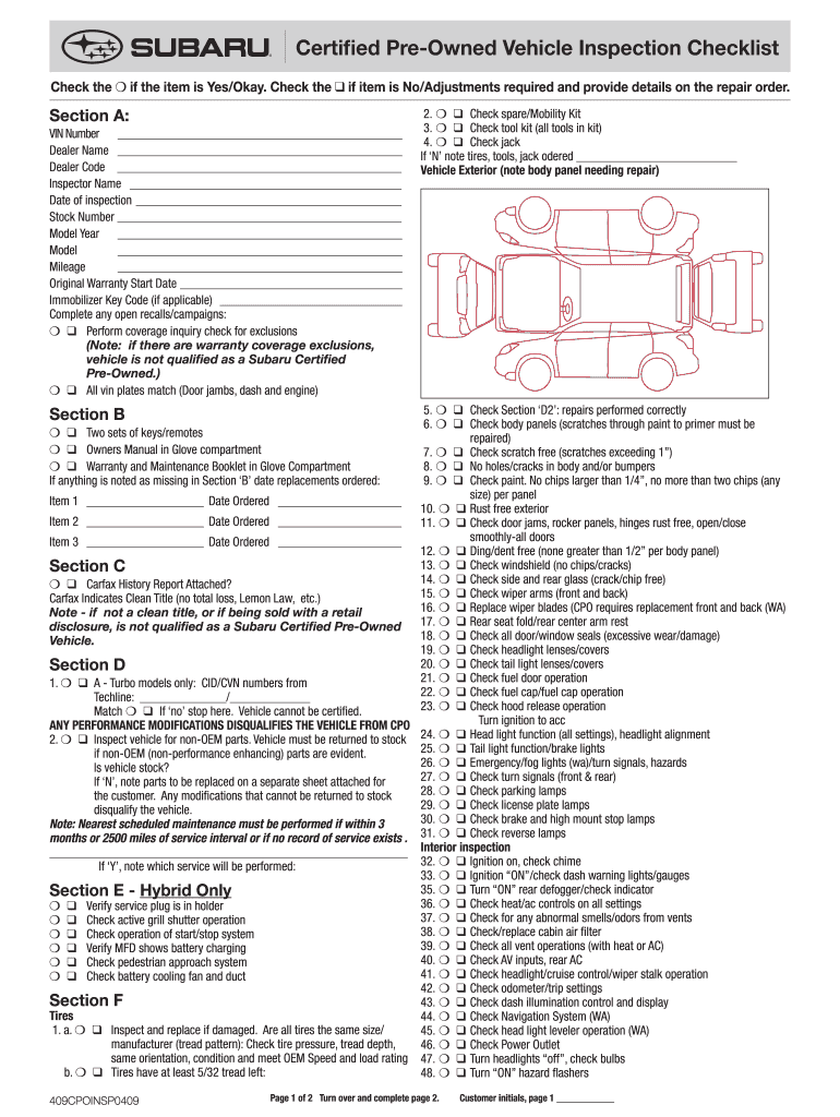  Certified Inspection Form 2014-2024