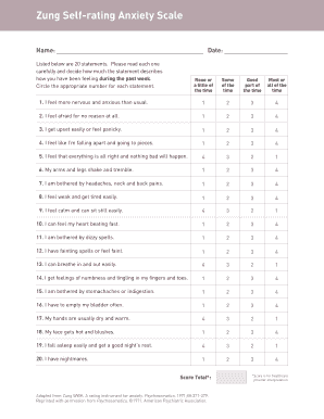 Zung Self Rating Anxiety Scale  Form