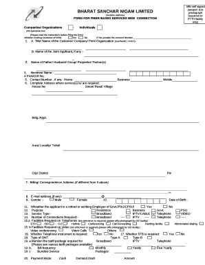 Form for Fiber Based Services New Connection