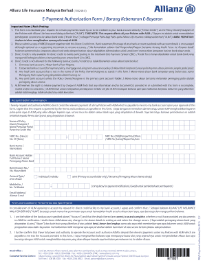 Allianz Motor Insurance Amendment E Payment Form