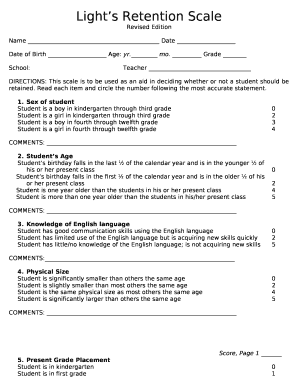 Light's Retention Scale PDF  Form