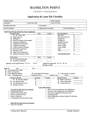 Lease File Checklist  Form