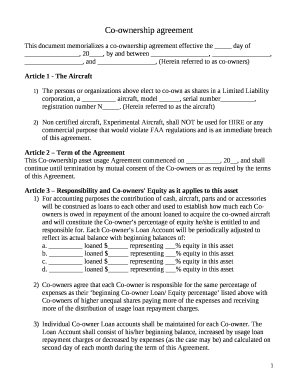 Co Ownership Agreement Template  Form