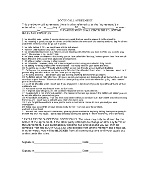 Booty Call Contract  Form