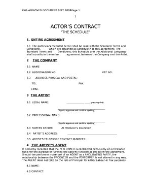 Child Actor Contract Template  Form
