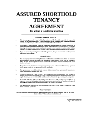 Assured Shorthold Tenancy Template  Form