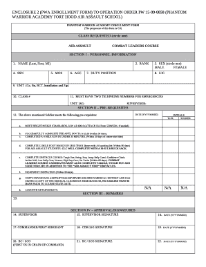 Phantom Warrior Academy Enrollment Form