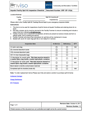 Spill Kit Checklist PDF  Form