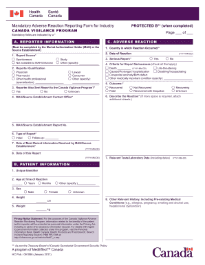 Get and Sign Mandatory Adverse Reaction 2011 Form