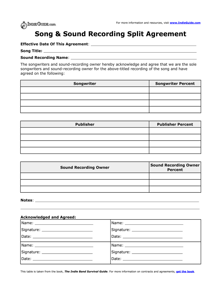 Split Sheet Template Form Fill Out and Sign Printable PDF Template