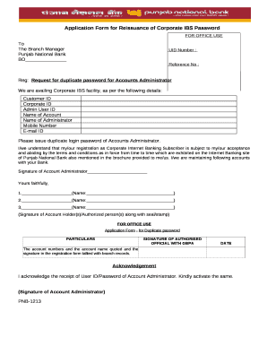 Application Form for Reissuance of Corporate IBS Password