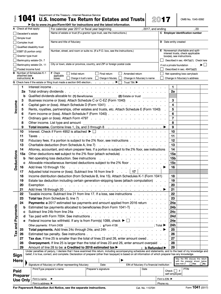 Get and Sign 1041 Form 2017
