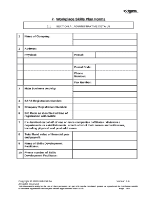 Workplace Skills Plan Example  Form