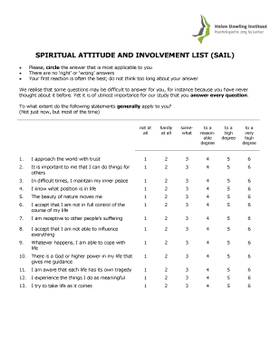 SPIRITUAL ATTITUDE and INVOLVEMENT LIST SAIL  Form