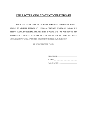 Conduct Certificate Word Format