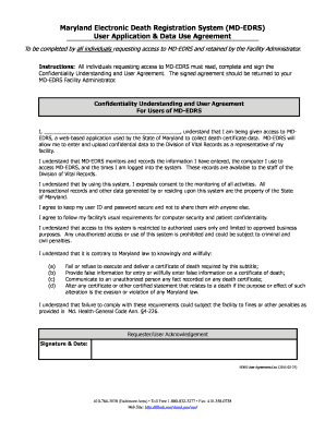 Electronic Death Certificate Maryland  Form