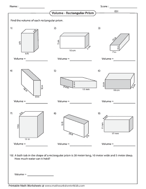 Find the Volume of Each Rectangular Prism  Form