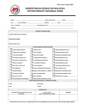 Kkm Physiotherapy Assessment Form