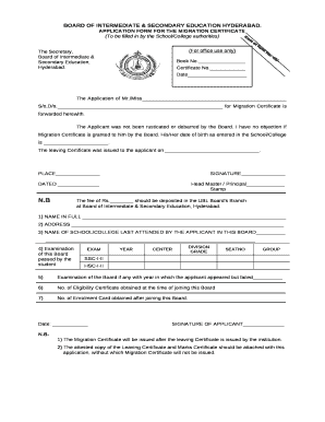 BOARD of INTERMEDIATE &amp; SECONDARY EDUCATION HYDERABAD  Form