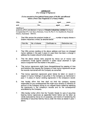 For Change of Signature  Form