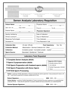 Semen Analysis Laboratory Requisition  Form