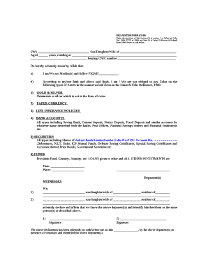 Zakat Declaration Form Filled Sample