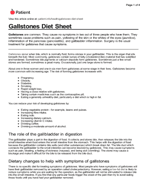 Gallstones Diet Sheet PDF  Form