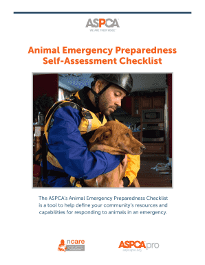 Animal Emergency Preparedness Self Assessment Checklist  Form