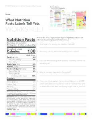 Download Nutrition Facts Labels Worksheet  Form