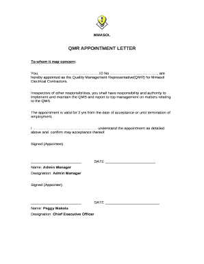 Appointment of Representative Letter  Form