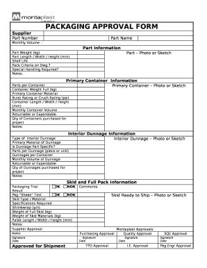 Packaging Approval Form