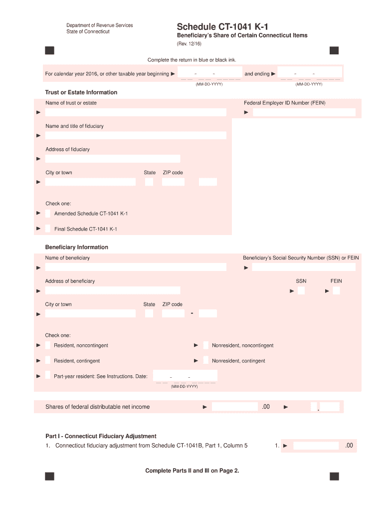  Form Ct 1041 K 1t 2016