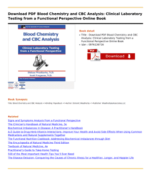 Blood Chemistry and Cbc Analysis PDF Download  Form