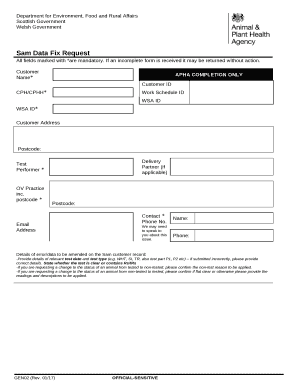 Apha Data Fix Form