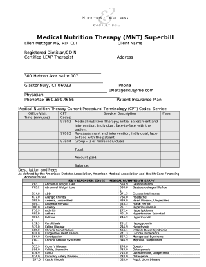 Superbill Template Dietitian  Form