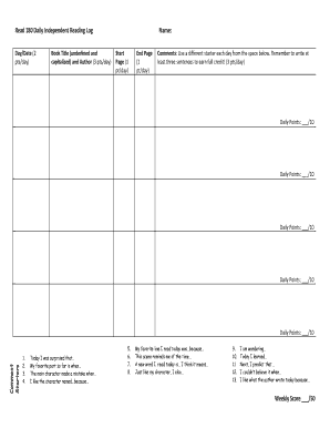 Read 180 Reading Log  Form