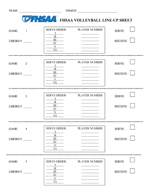 Fhsaa Volleyball Lineup Sheet  Form