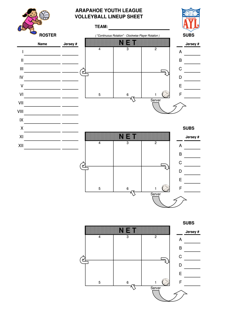 VOLLEYBALL LINEUP SHEET Fill Out and Sign Printable PDF Template