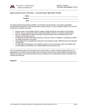 Uat Sign off Template  Form