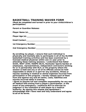 Basketball Training Waiver Form