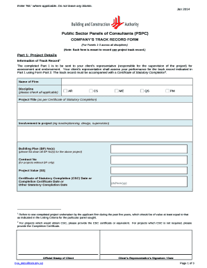 Company Track Record Example  Form