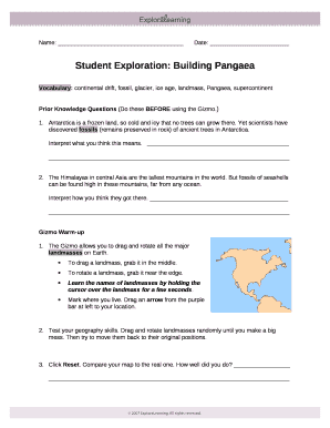 Building Pangea Gizmo Answers  Form