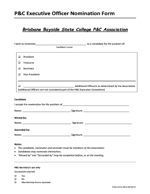 P&amp;C Executive Officer Nomination Form