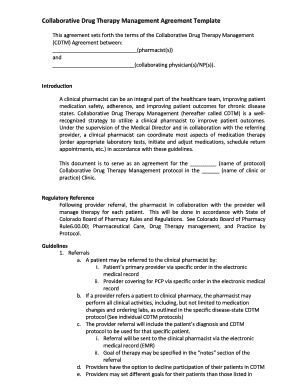 Collaborative Drug Therapy Management Agreement Template  Form