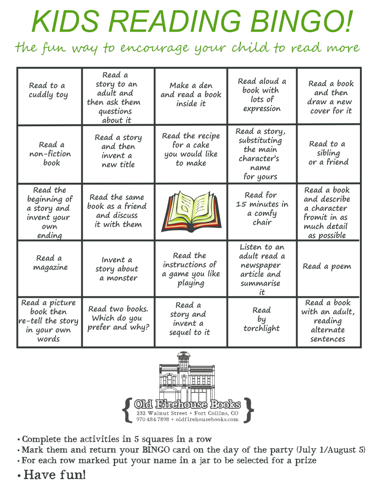 KIDS READING BINGO  Form